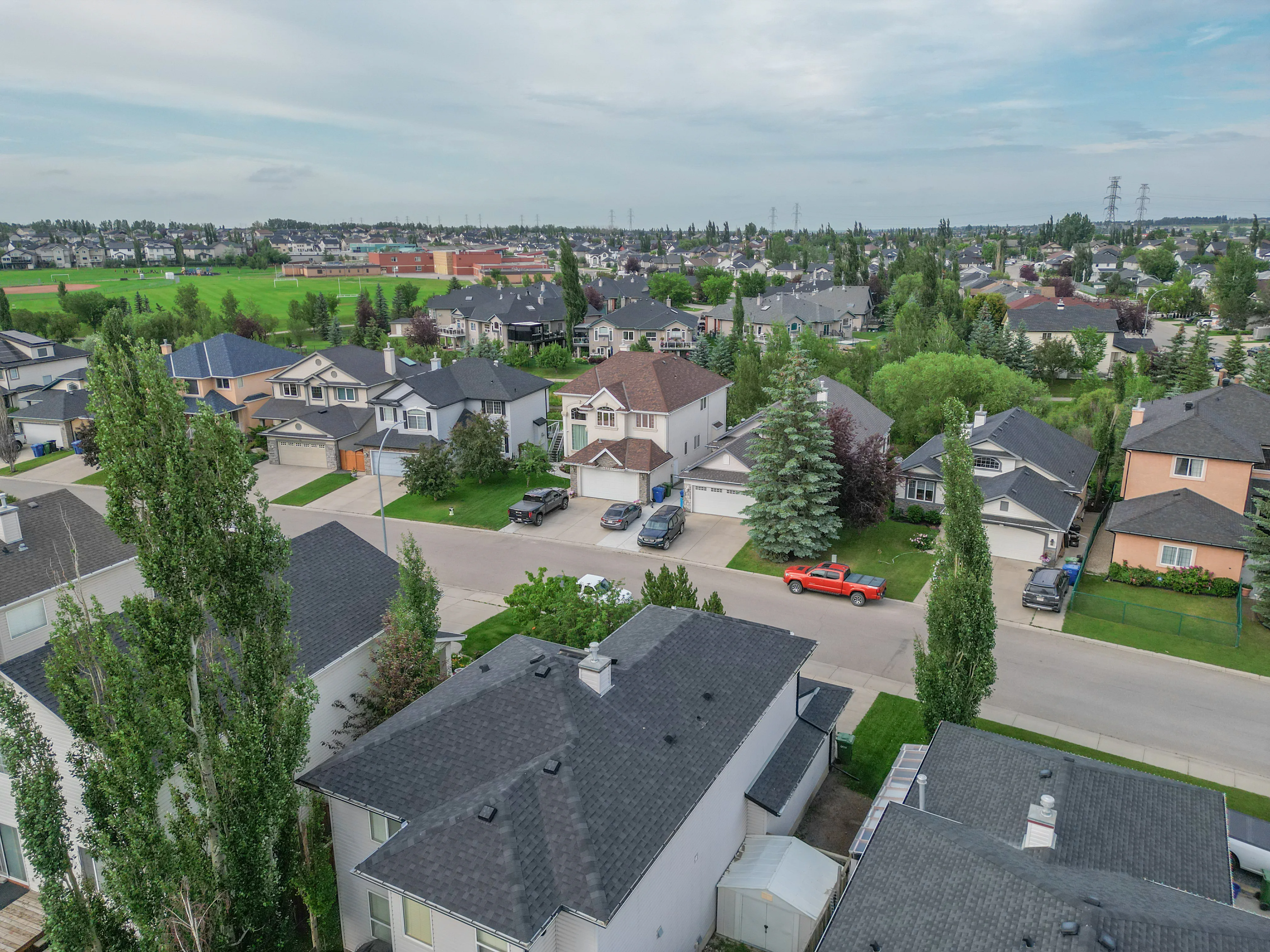 Rainbow Falls community streets and homes, Chestermere, Alberta